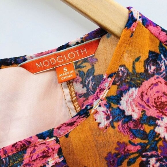 Modcloth Small 3/4 Sleeve Floral Peasant Top 714 - Picture 7 of 7